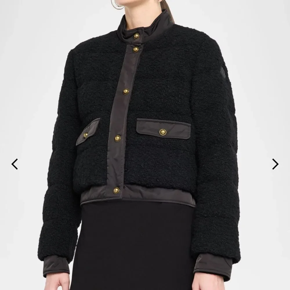 Moncler Blandy Tweed Short Down Jacket Black Size Small NWT - Picture 3 of 6